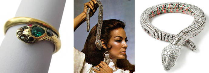 A la izquierda, anillo de compromiso en forma de serpiente de la reina Victoria. A la derecha, collar encargado a Cartier por la diva mexicana María Félix.