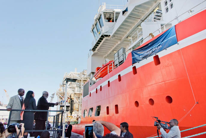 Inauguración del último barco para la extracción de diamantes de Debmarine, el pasado mes de junio.
