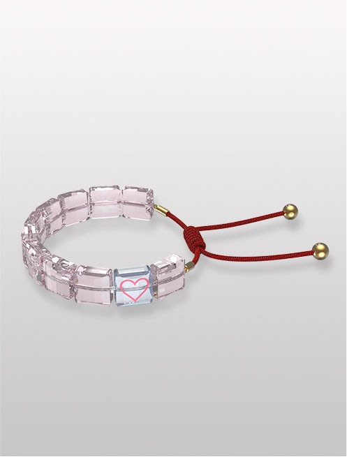 Pulsera Letra, corazón, rosa, baño en tono oro Pulsera Letra, corazón, rosa, baño en tono oro