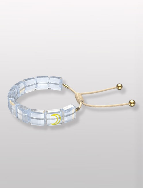 Pulsera Letra, luna, blanco, baño tono oro Pulsera Letra, luna, blanco, baño tono oro