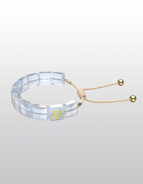 Pulsera Letra, Luna, Blanco, Baño tono oro Pulsera Letra, Luna, Blanco, Baño tono oro