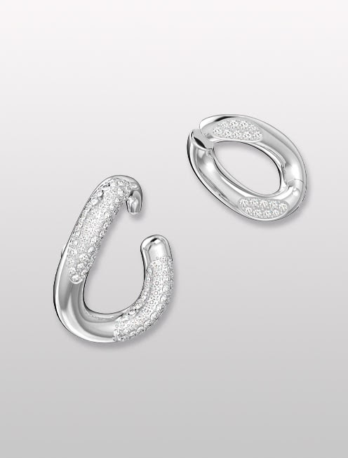 Pendiente ear cuff Dextera, blanco, baño de rodio Pendiente ear cuff Dextera, blanco, baño de rodio