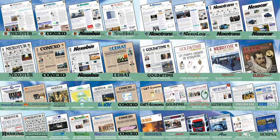 Collage de publicaciones de grupo Nexo en diferentes formatos.