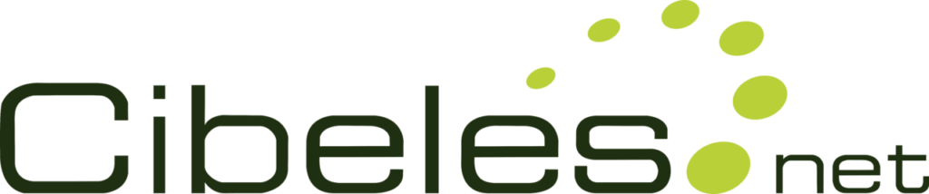 Logotipo de Cibeles.net con texto y puntos decorativos