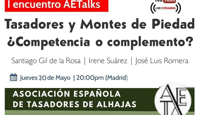 Esta tarde, encuentro online: La relación entre Tasadores y Montes de Piedad