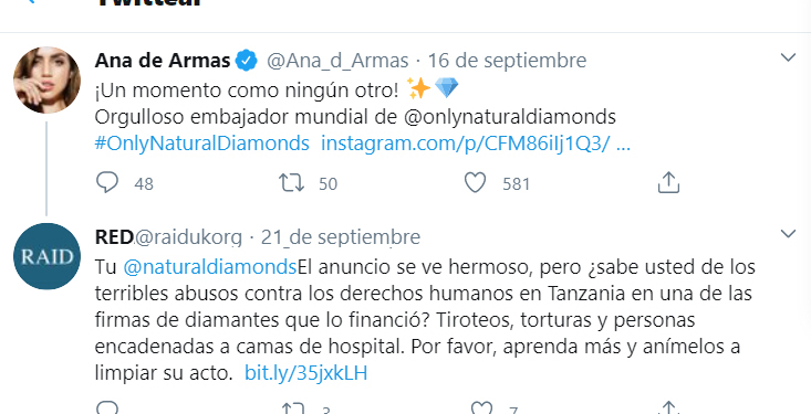 Críticas a la nueva campaña del diamante natural protagonizada por Ana de Armas