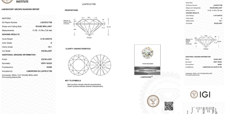 El IGI detecta un gran diamante sintético con certificado duplicado de GIA