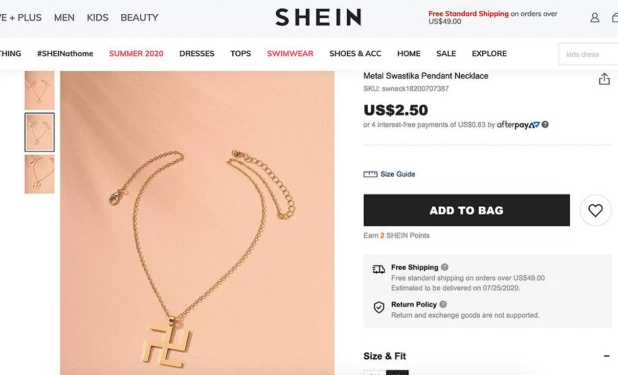 La firma Shein, obligada a retirar un colgante con una esvástica
