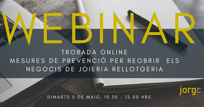 El JORGC explicará mañana en un webinar las medidas de prevención para joyerías y relojerias